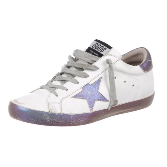 Golden Goose Superstar Sparkly White/ Iridescent Sneakers - Picture 1 of 9